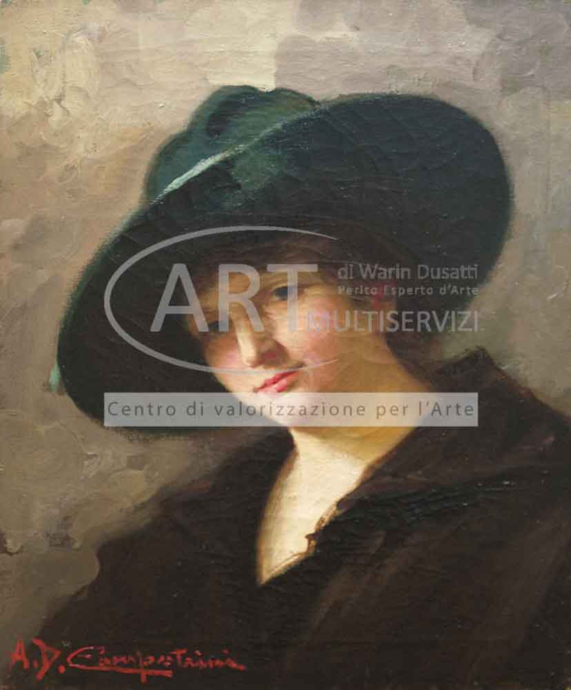 Alcide Davide Campestrini - Donna con cappello